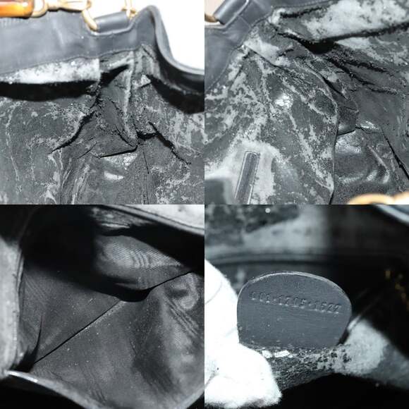 GUCCI Bamboo Shoulder Bag Suede Black Gold 01 1705 01 1705 - Picture 12 of 12